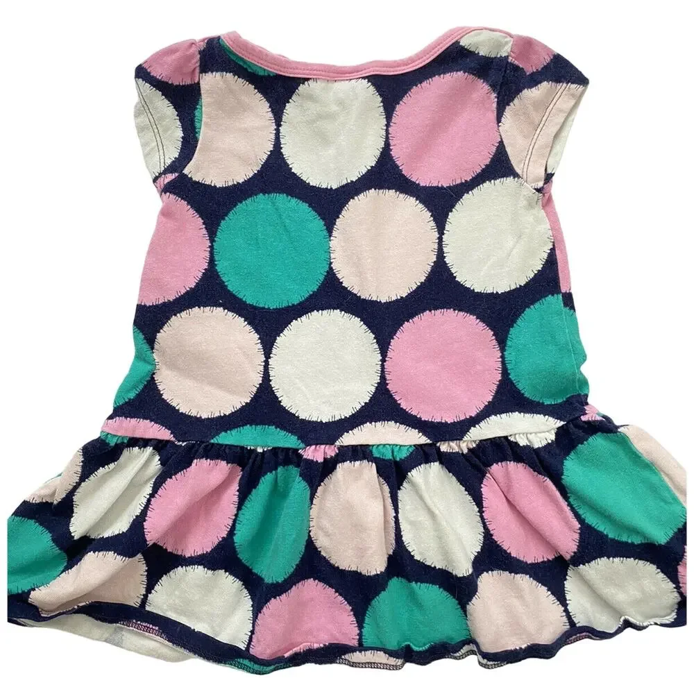 GYMBOREE Pink Blue Print Dress Set of 2 12-18 Months Floral Polka Dots